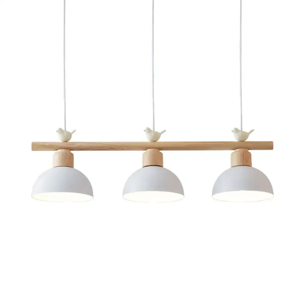 DecorBites™ Nordic Shaded Hanging Island Light Metal Pendant with Bird Decor - 3-Head Dining Room Drop