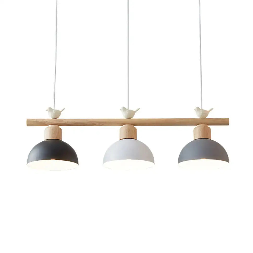 DecorBites™ Nordic Shaded Hanging Island Light Metal Pendant with Bird Decor - 3-Head Dining Room Drop