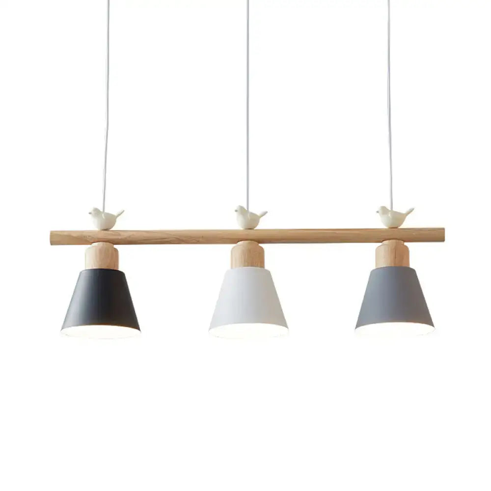 DecorBites™ Nordic Shaded Hanging Island Light Metal Pendant with Bird Decor - 3-Head Dining Room Drop