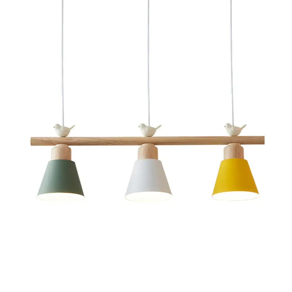DecorBites™ Nordic Shaded Hanging Island Light Metal Pendant with Bird Decor - 3-Head Dining Room Drop