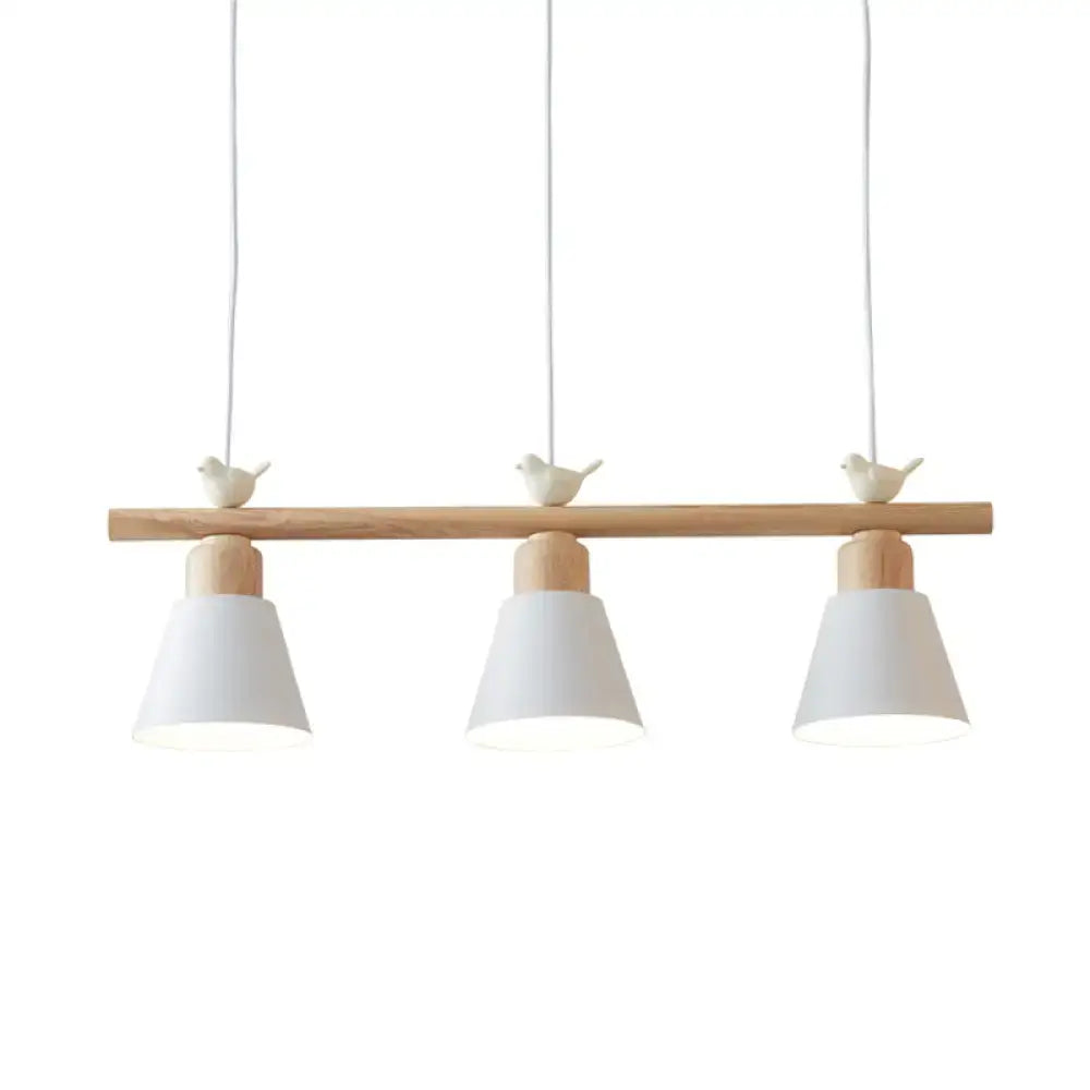 DecorBites™ Nordic Shaded Hanging Island Light Metal Pendant with Bird Decor - 3-Head Dining Room Drop