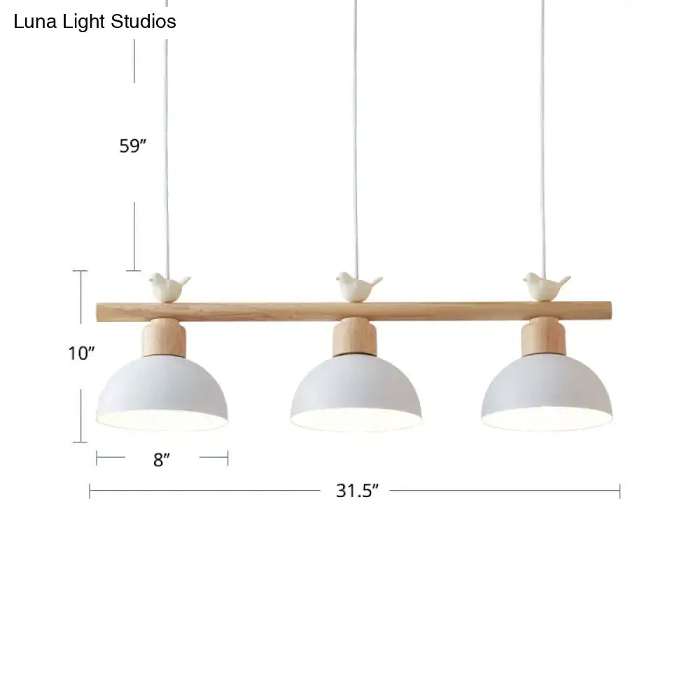 DecorBites™ Nordic Shaded Hanging Island Light Metal Pendant with Bird Decor - 3-Head Dining Room Drop
