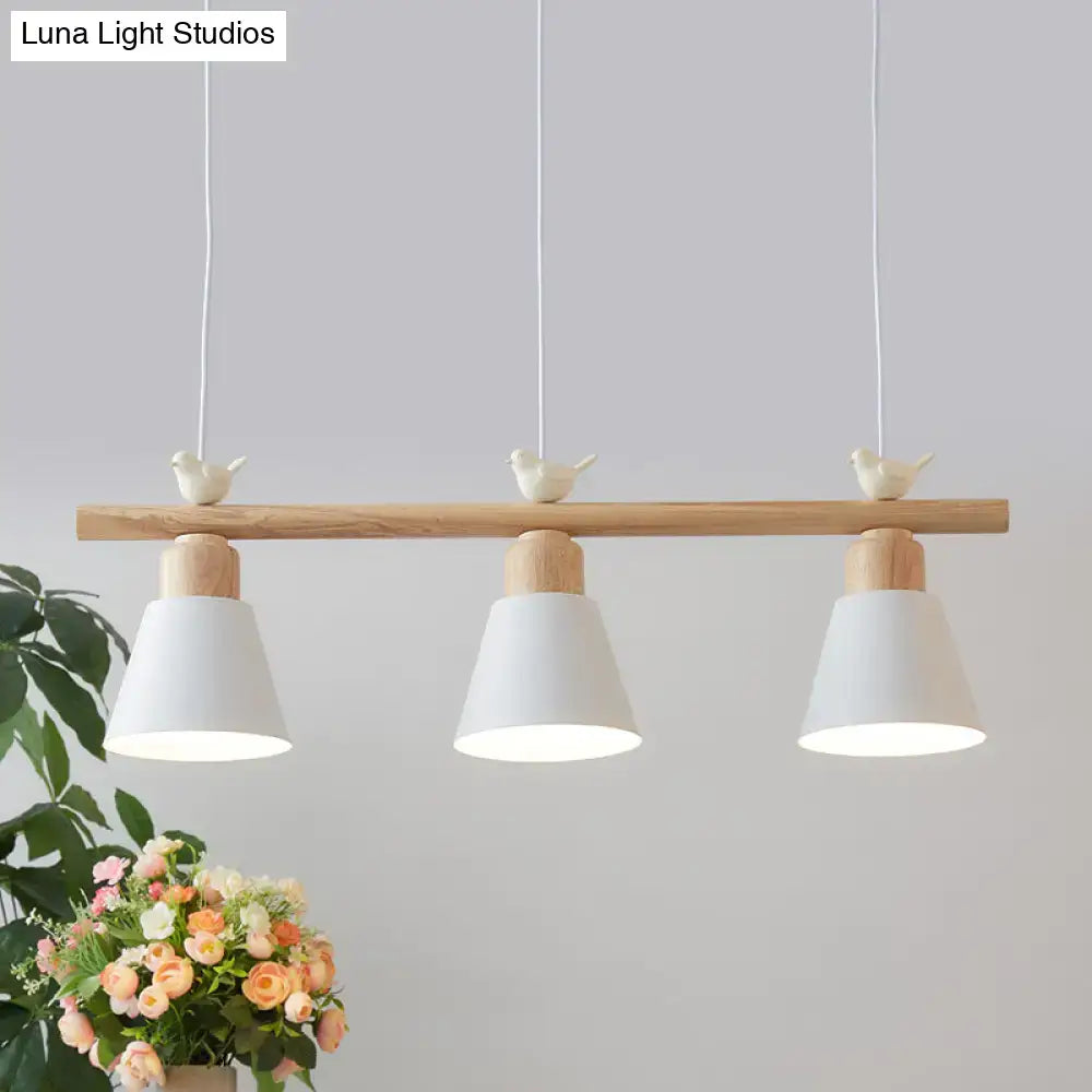 DecorBites™ Nordic Shaded Hanging Island Light Metal Pendant with Bird Decor - 3-Head Dining Room Drop