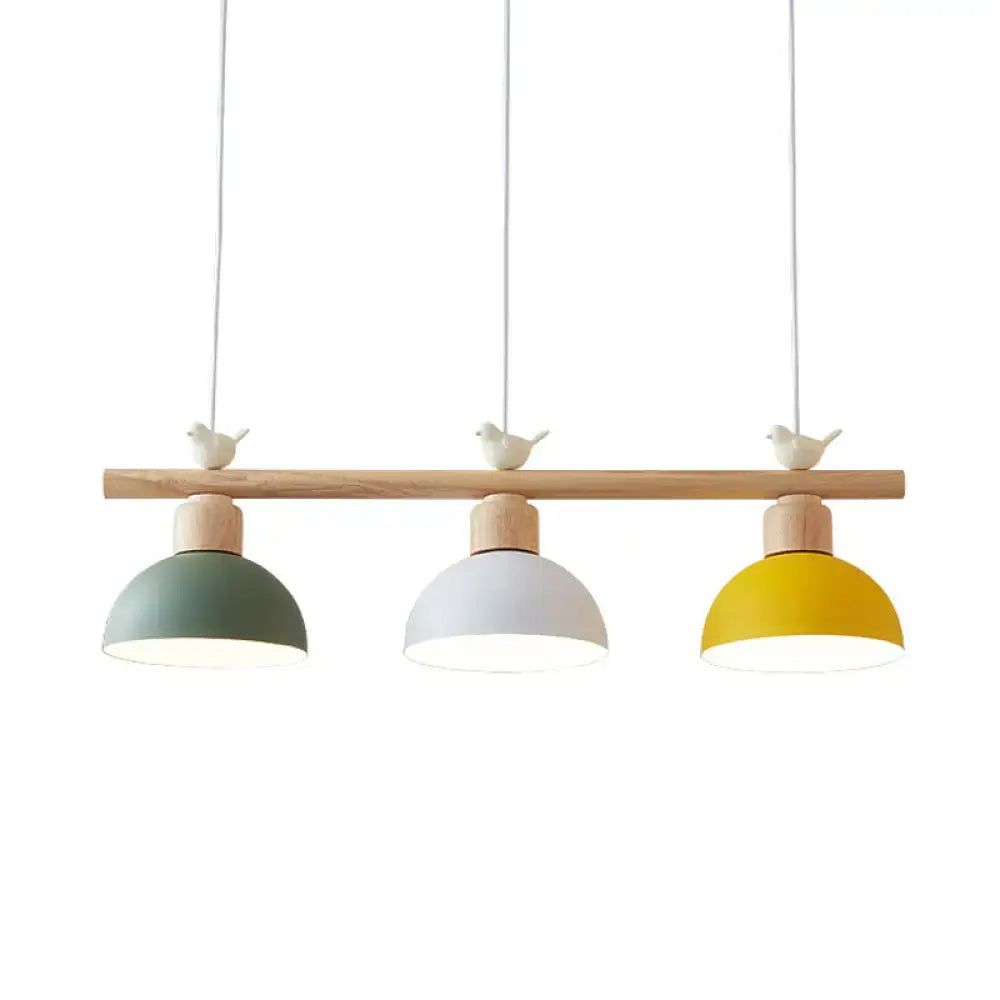 DecorBites™ Nordic Shaded Hanging Island Light Metal Pendant with Bird Decor - 3-Head Dining Room Drop