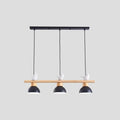 DecorBites™ Nordic Style 3-Light Wood Bowl Pendant with Metal Shades for Island Lighting