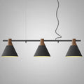 Decorbites™ nordic style pendant light with adjustable chain cord length black and wood three conical metal shades