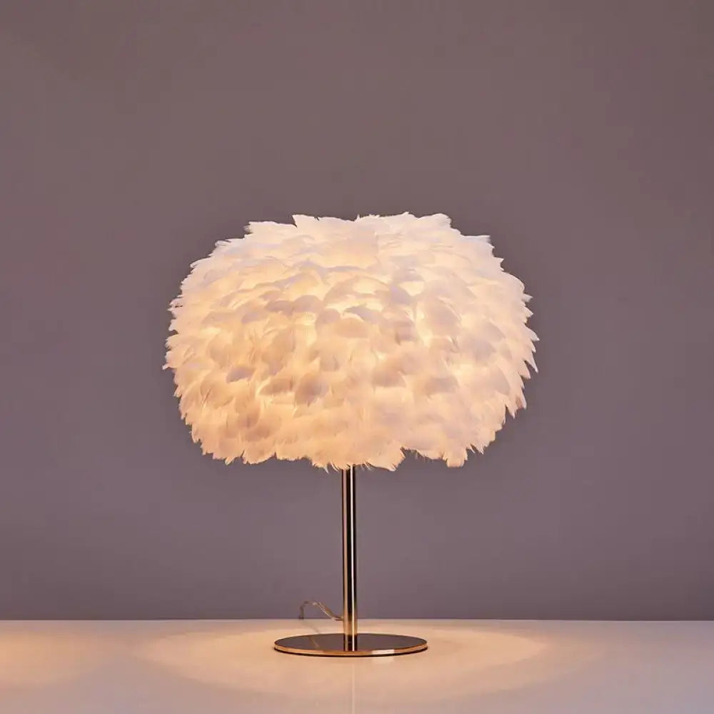 DecorBites™ Nordic Style Feather Table Lamp - Spherical Accent Nightstand Light for Living Room