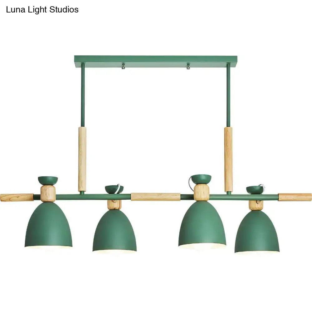 DecorBites™ Nordic Style Island Pendant with 4 Metal Lights and Wood Detail