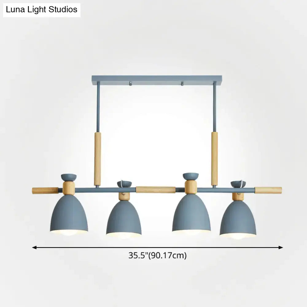 DecorBites™ Nordic Style Island Pendant with 4 Metal Lights and Wood Detail