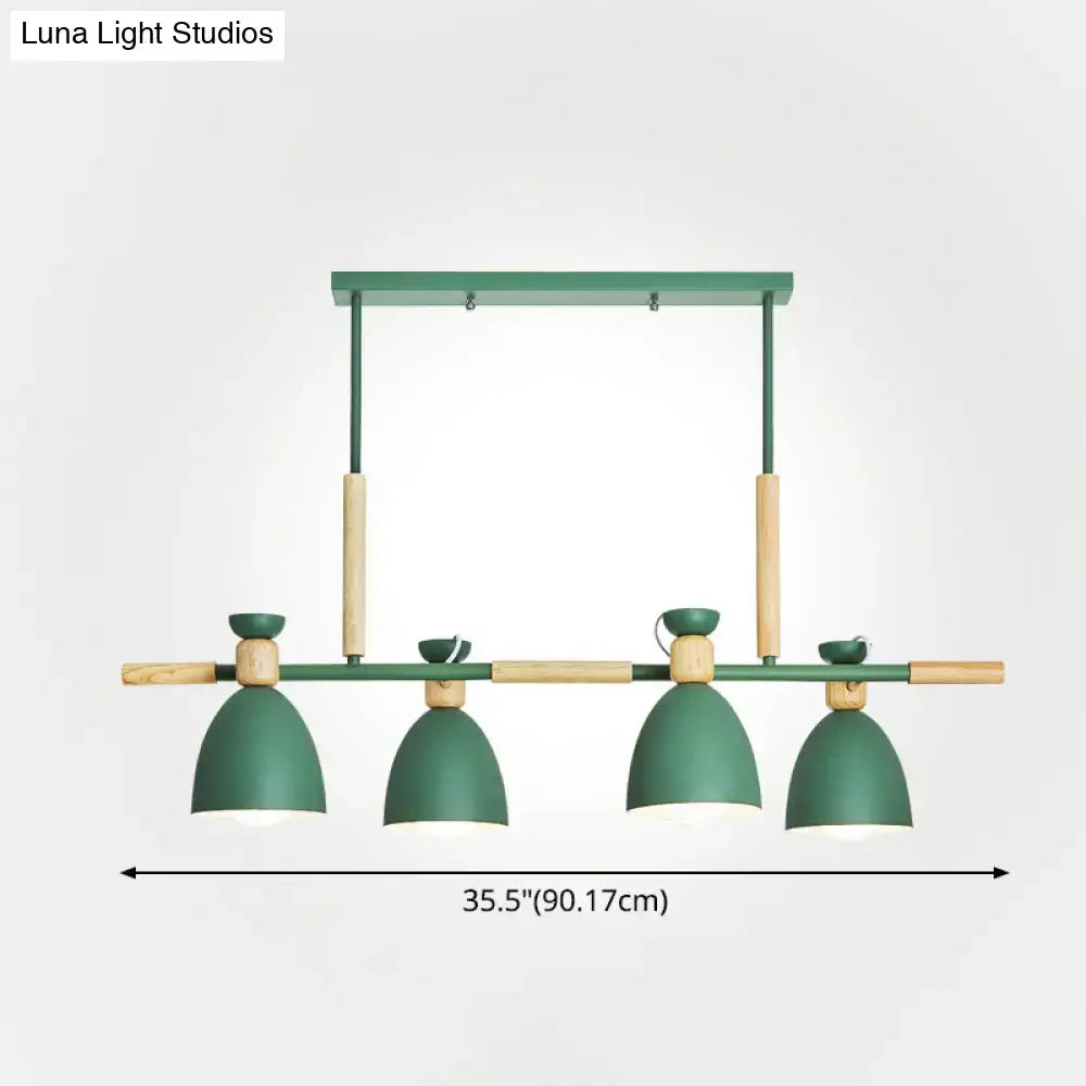 DecorBites™ Nordic Style Island Pendant with 4 Metal Lights and Wood Detail
