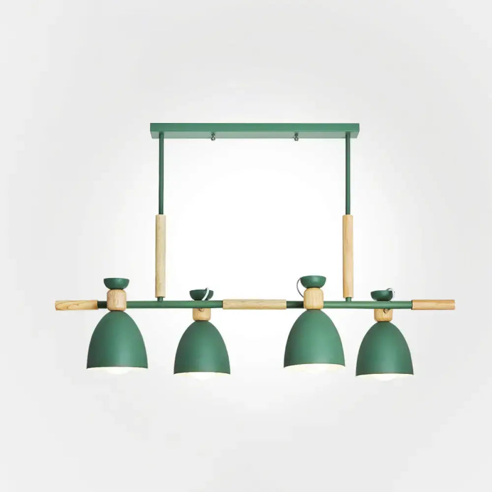 DecorBites™ Nordic Style Island Pendant with 4 Metal Lights and Wood Detail