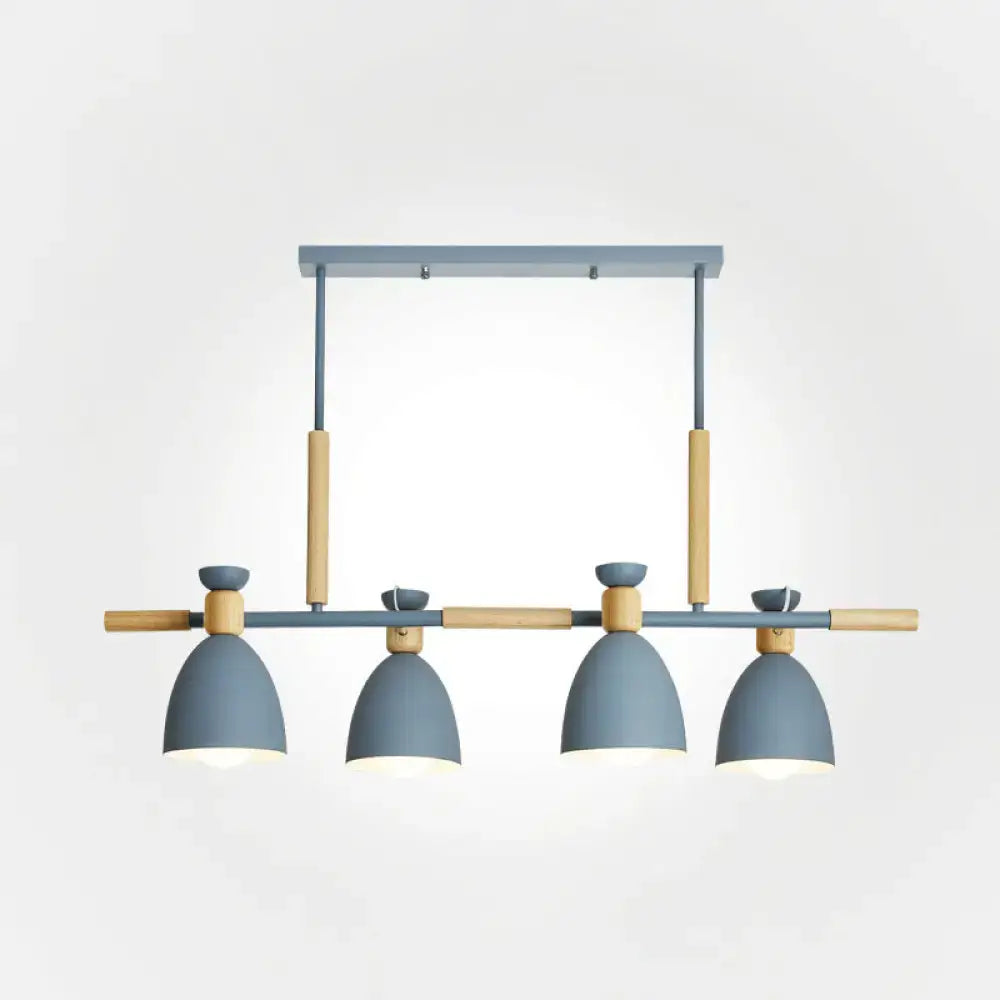 DecorBites™ Nordic Style Island Pendant with 4 Metal Lights and Wood Detail