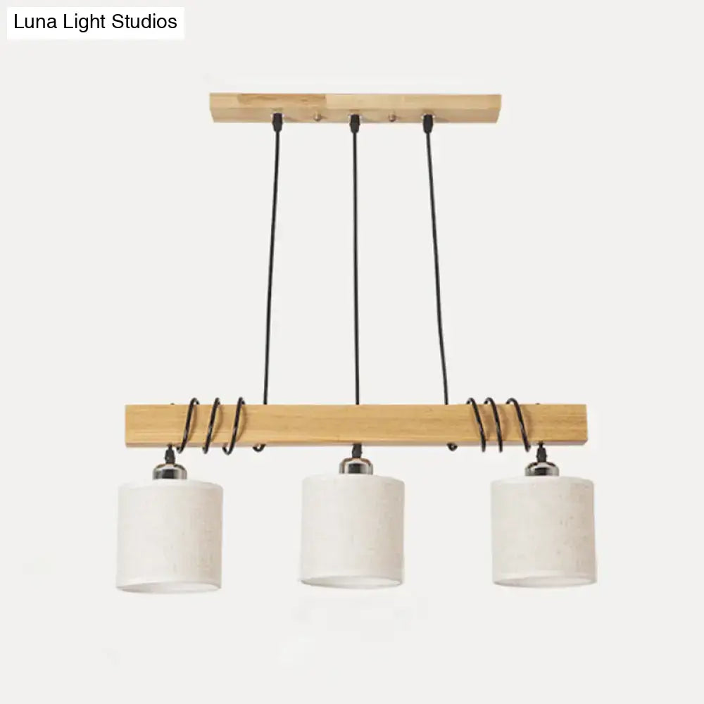 DecorBites™ Nordic Style LED Hanging Light: Cylindrical Dining & Island Ceiling Light in Wood Fabric