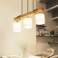 DecorBites™ Nordic Style LED Hanging Light: Cylindrical Dining & Island Ceiling Light in Wood Fabric