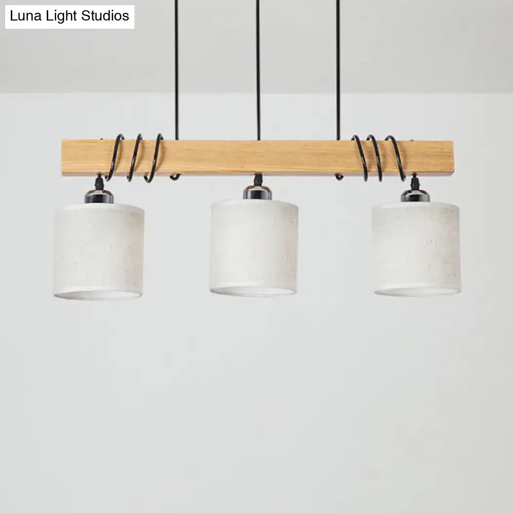 DecorBites™ Nordic Style LED Hanging Light: Cylindrical Dining & Island Ceiling Light in Wood Fabric