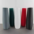Five ribbed plastic flower vases in gray green white red and black for home decor by decorbites nordic style