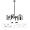 Gray DecorBites™ Nordic U shape LED ceiling chandelier with eight curved iron and acrylic light heads