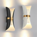 Decorbites™ nordic wall lamp with sleek curved black and white finishes accented by gold bands modern wall lamp design