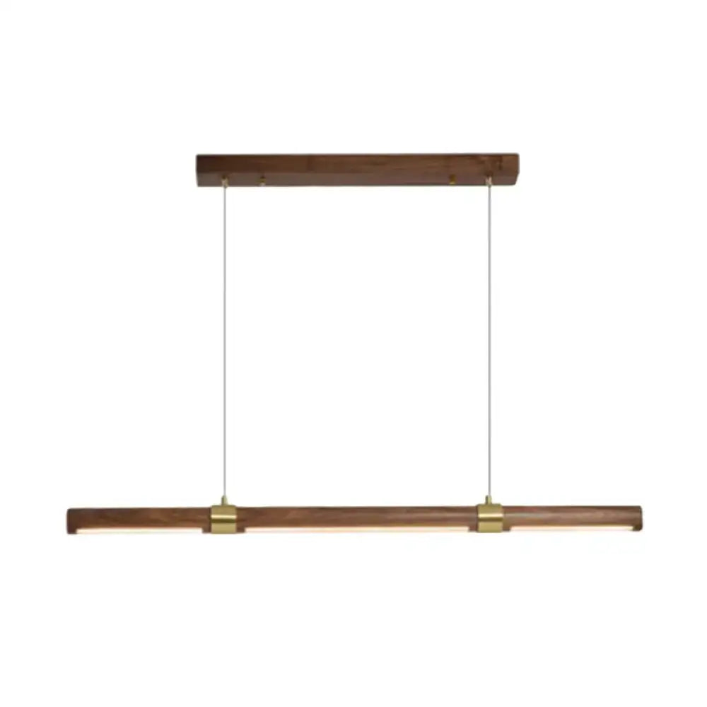 DecorBites™ Nordic Wood Island Pendant LED Strip Light in Brown for Dining Table