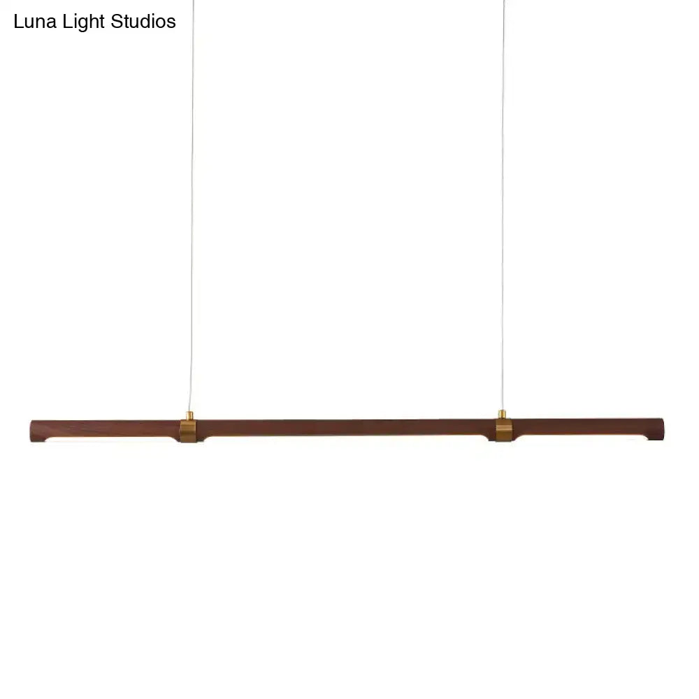 DecorBites™ Nordic Wood Island Pendant LED Strip Light in Brown for Dining Table