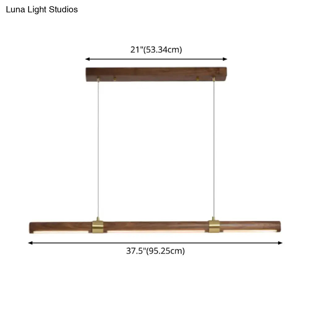 DecorBites™ Nordic Wood Island Pendant LED Strip Light in Brown for Dining Table