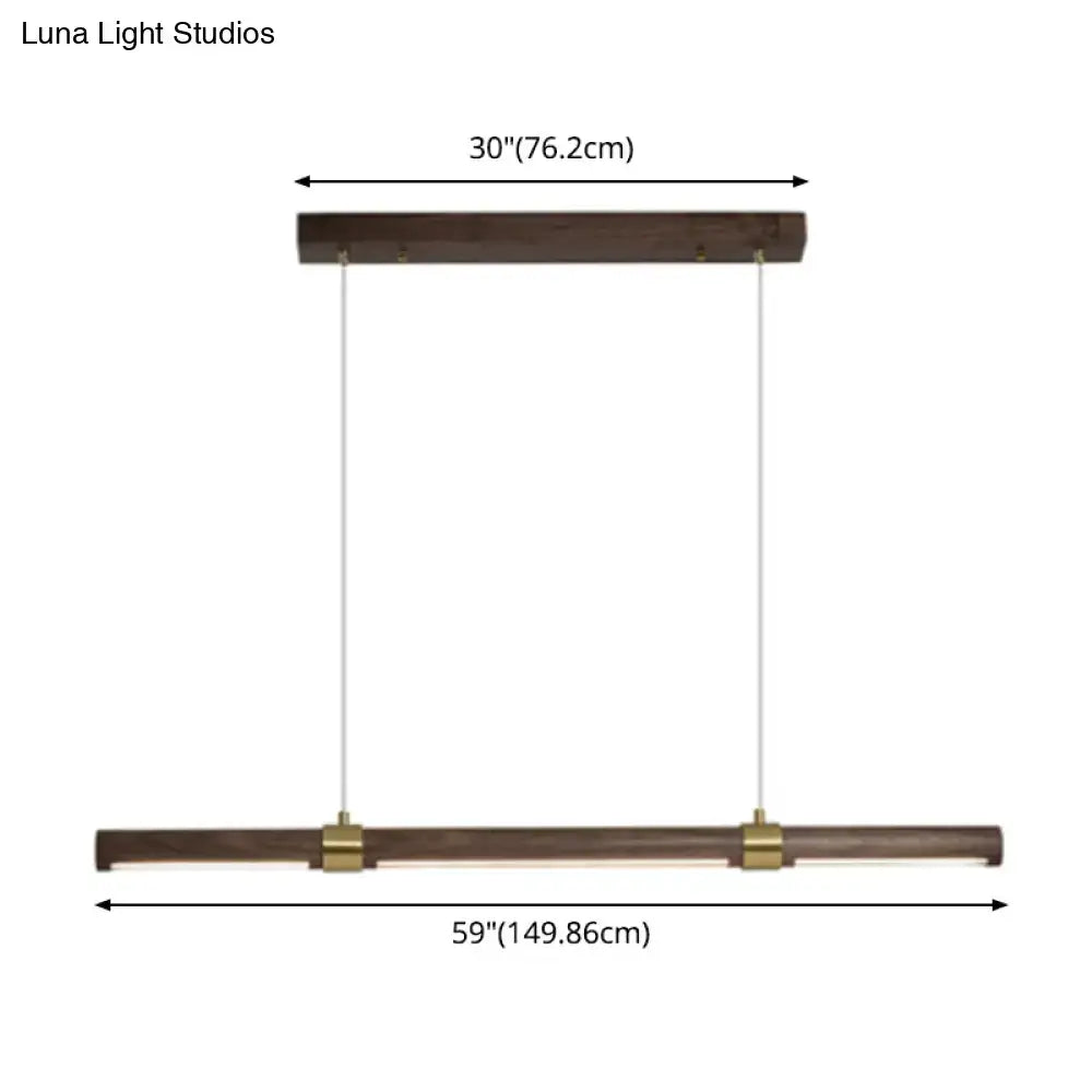 DecorBites™ Nordic Wood Island Pendant LED Strip Light in Brown for Dining Table
