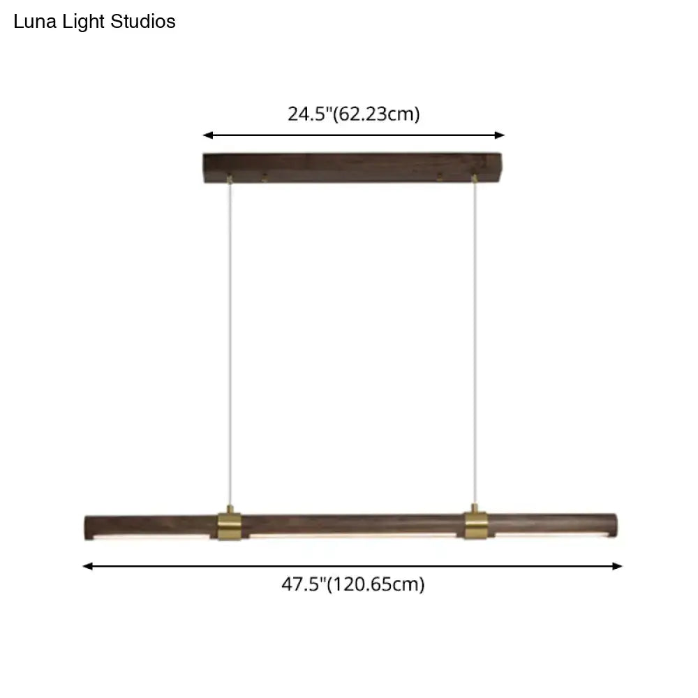 DecorBites™ Nordic Wood Island Pendant LED Strip Light in Brown for Dining Table