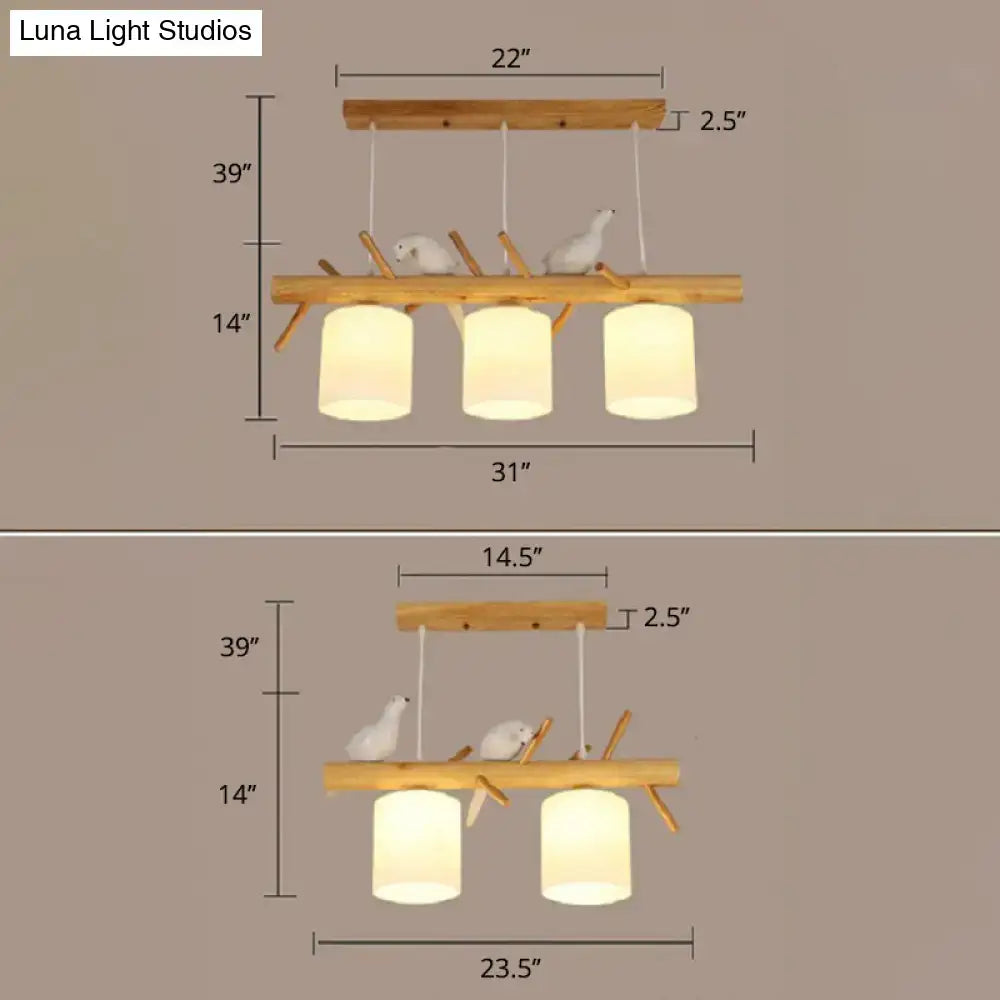 مصباح DecorBites™ المعلق على الطراز الاسكندنافي مع أسطوانة زجاجية عقيقية وديكور طائر من الراتنج