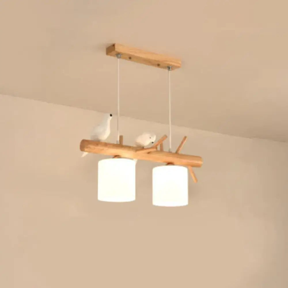 مصباح DecorBites™ المعلق على الطراز الاسكندنافي مع أسطوانة زجاجية عقيقية وديكور طائر من الراتنج