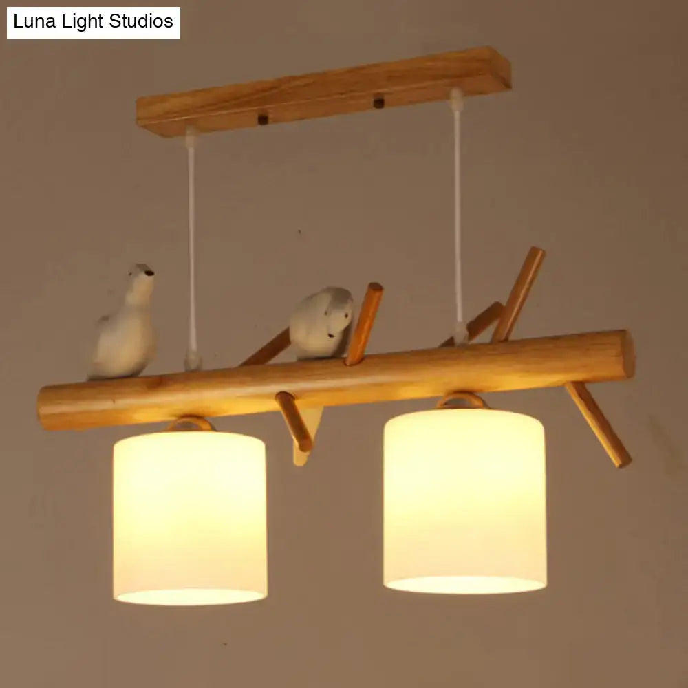 مصباح DecorBites™ المعلق على الطراز الاسكندنافي مع أسطوانة زجاجية عقيقية وديكور طائر من الراتنج