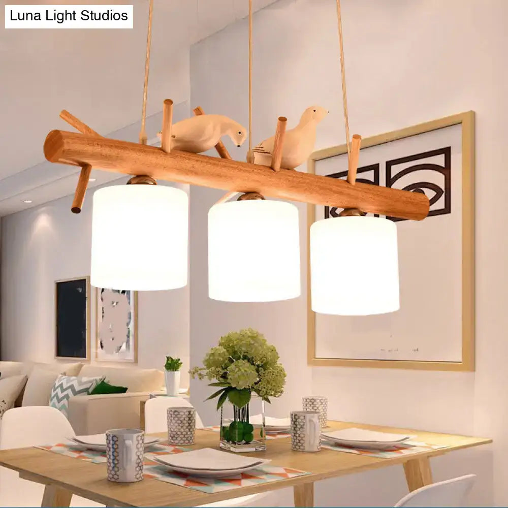 مصباح DecorBites™ المعلق على الطراز الاسكندنافي مع أسطوانة زجاجية عقيقية وديكور طائر من الراتنج