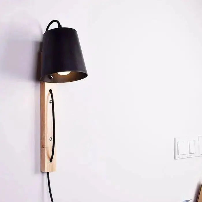 DecorBites™ Nordic Wood Plug In Wall Sconce