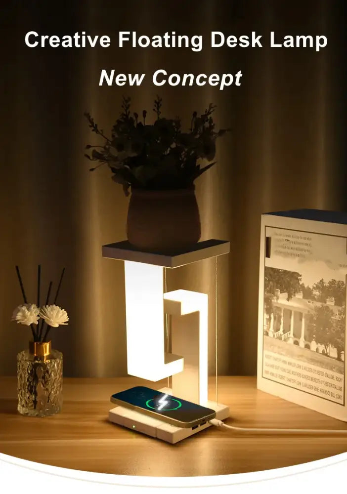 DecorBites™ Novelty floating lamp with 10 W  detachable wireless charger decorative light for bedroom/office