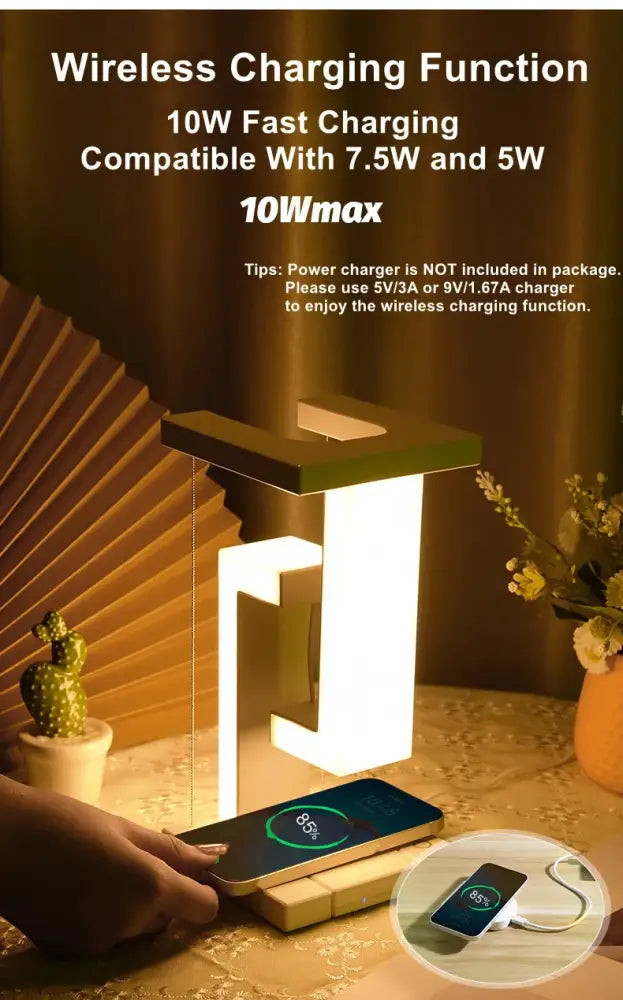 DecorBites™ Novelty floating lamp with 10 W  detachable wireless charger decorative light for bedroom/office