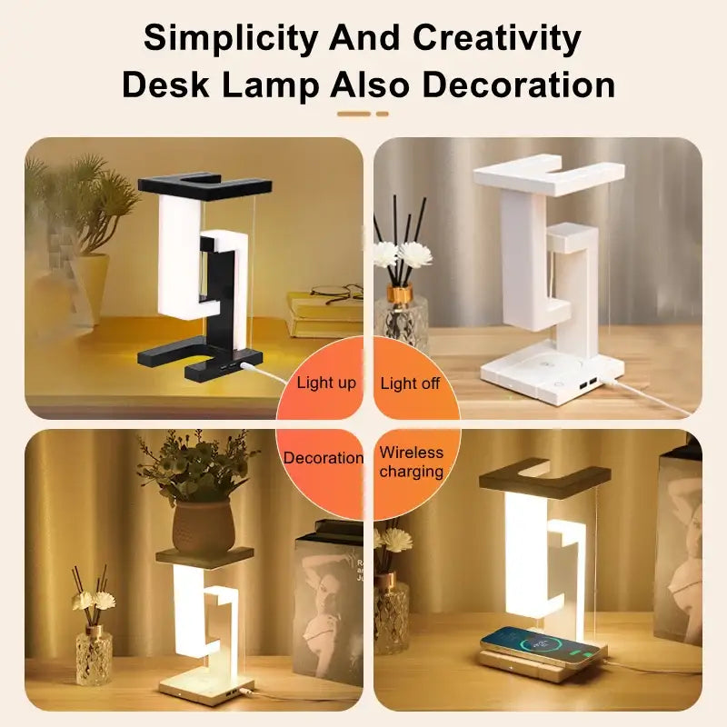 DecorBites™ Novelty floating lamp with 10 W  detachable wireless charger decorative light for bedroom/office