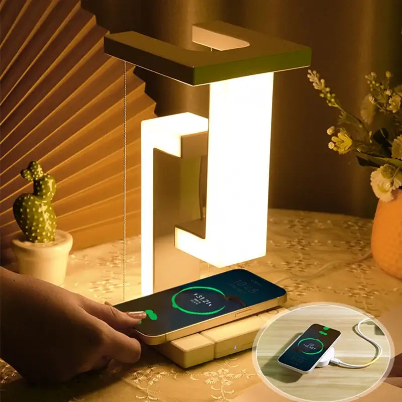 DecorBites™ Novelty floating lamp with 10 W  detachable wireless charger decorative light for bedroom/office
