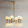 DecorBites™ Opal Glass Chandelier Light with 12/16 Brass Globe Heads – Postmodern Ceiling Hanging Lamp