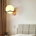 DecorBites™ Opal Glass Globe Wall Sconce Nordic Single Bulb Lighting Fixture - Elegant Wood Design for Living Room