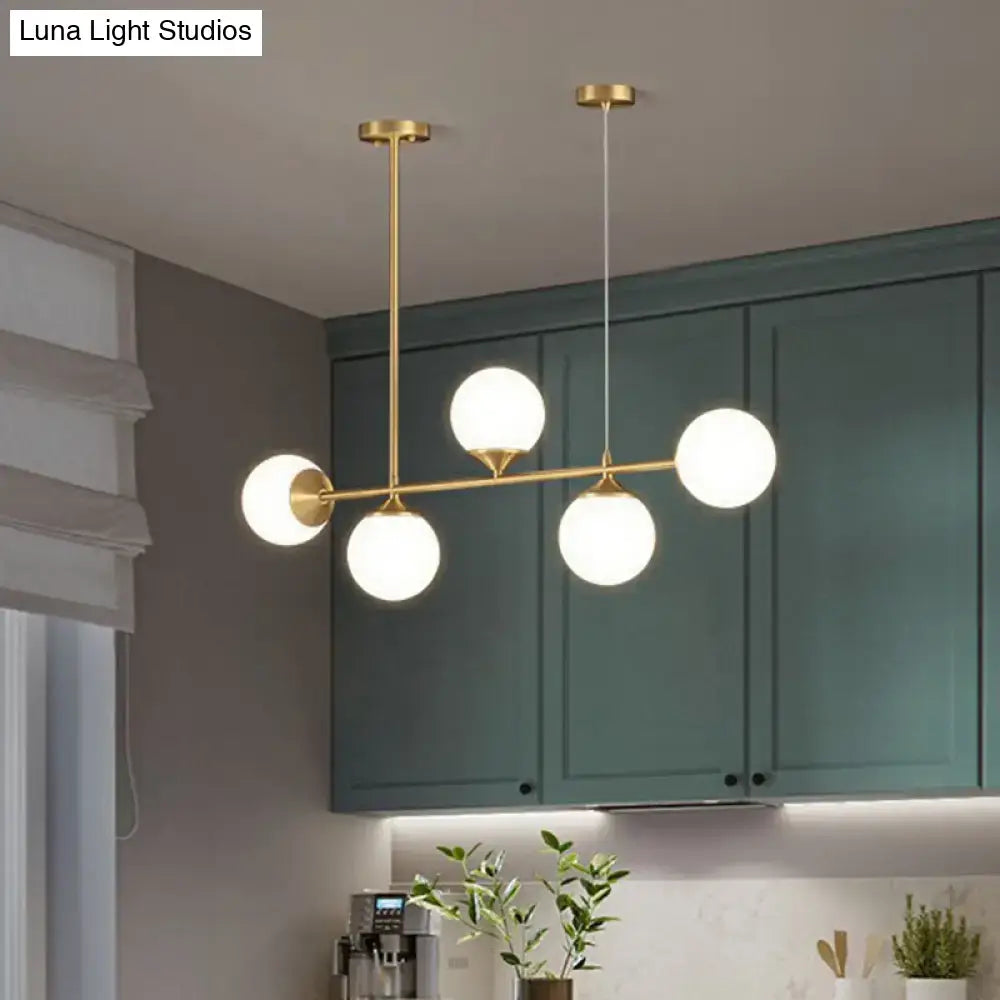 DecorBites™ Opaline Glass Ball Pendant Light for Minimalist Dining Room Island