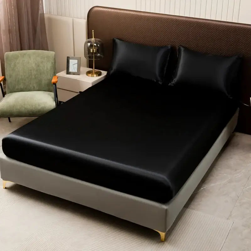 DecorBites™ Opulent Solid Color Satin Bedding Set