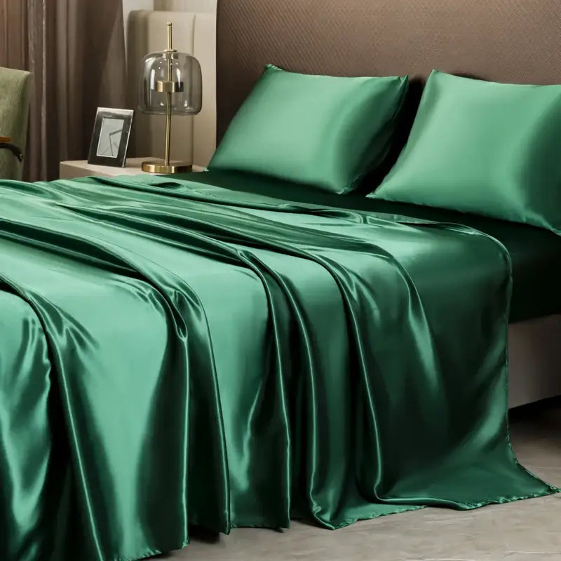 DecorBites™ Opulent Solid Color Satin Bedding Set