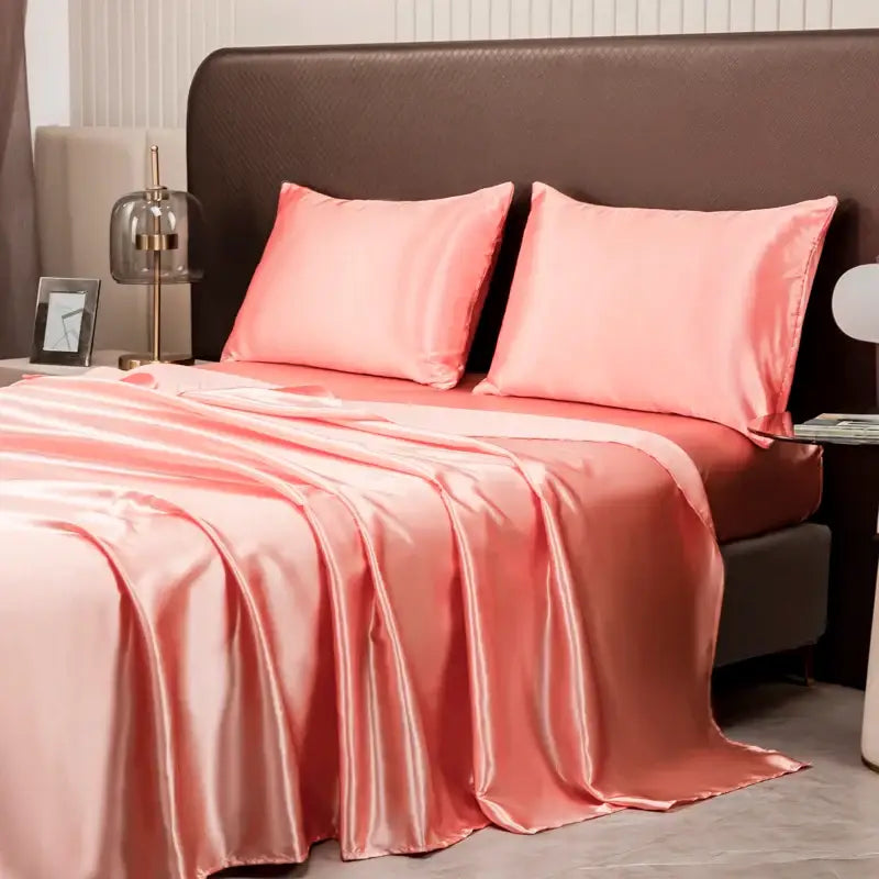DecorBites™ Opulent Solid Color Satin Bedding Set