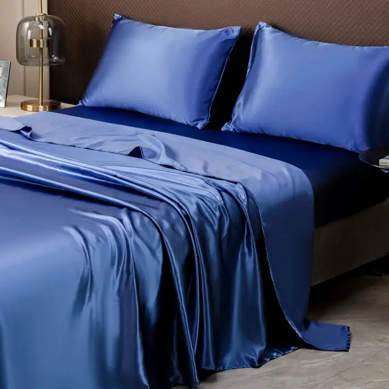 DecorBites™ Opulent Solid Color Satin Bedding Set