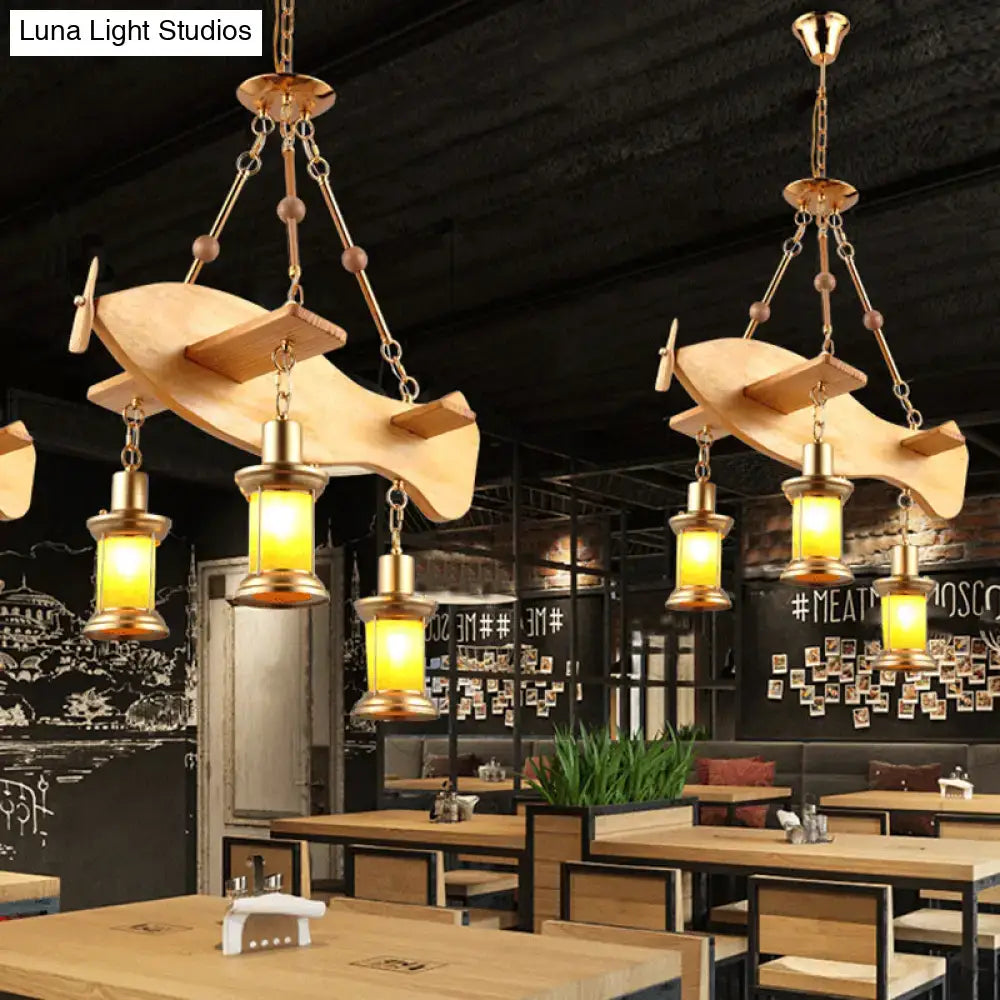 DecorBites™ Orange Glass Island Pendant Light w/ Fish/Guitar Design - Farm Gold Kerosene Hanging Lamp Kit
