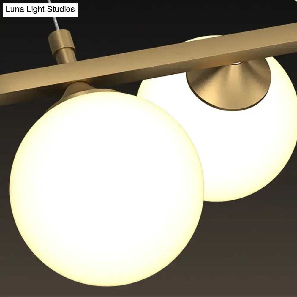 DecorBites™ Orb White Glass Shade Island Hanging Light - 11-Light Postmodern Restaurant Lamp