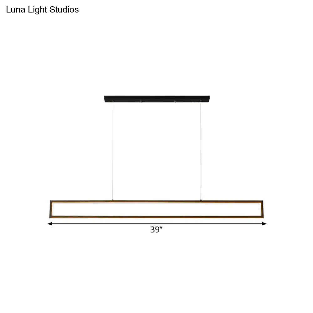 DecorBites™ Oversized LED Island Pendant Light - Rectangular Aluminum Black Ceiling Lamp in Warm/White/Natural Light
