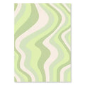 A rectangular wall art print by decorbites featuring abstract danish pastel wavy stripes in mint green and cream