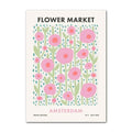 DecorBites pastel wall art poster featuring abstract danish floral illustration in pink and teal for home decor