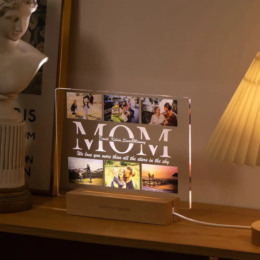DecorBites™ Personalized Custom Photo Text 3D Acrylic Lamp Customized Bedroom NightLight for MOM DAD LOVE Family Birthday Christmas Day Gift