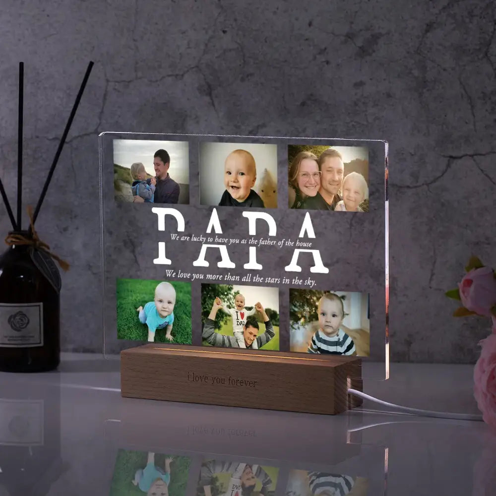 DecorBites™ Personalized Custom Photo Text 3D Acrylic Lamp Customized Bedroom NightLight for MOM DAD LOVE Family Birthday Christmas Day Gift